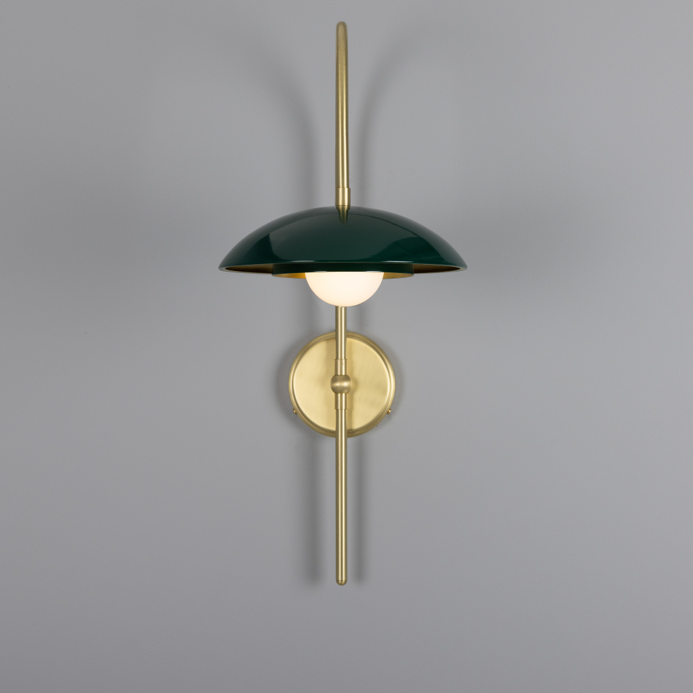 Marrakesh Wall Light | Satin Brass & Racing Green | Opal